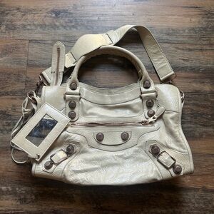 Cream Leather Women's Bag